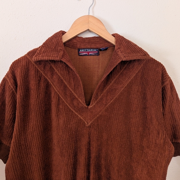 Brittania | 🧡 | 70s | Vintage | Terry Cloth V Neck Shirt - Picture 4 of 13